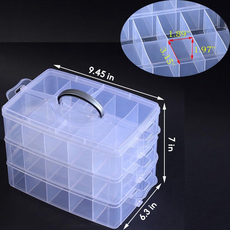 HomDSim Washi Tape Box Organizer Storage,Divider Closet Container,with 30 Adjustable Compartments,Clear,Masking Tape Desktop Tape DIY Sticker Roll Tape Cutter Holder Storage,Finger Safty Dispenser - Image 3